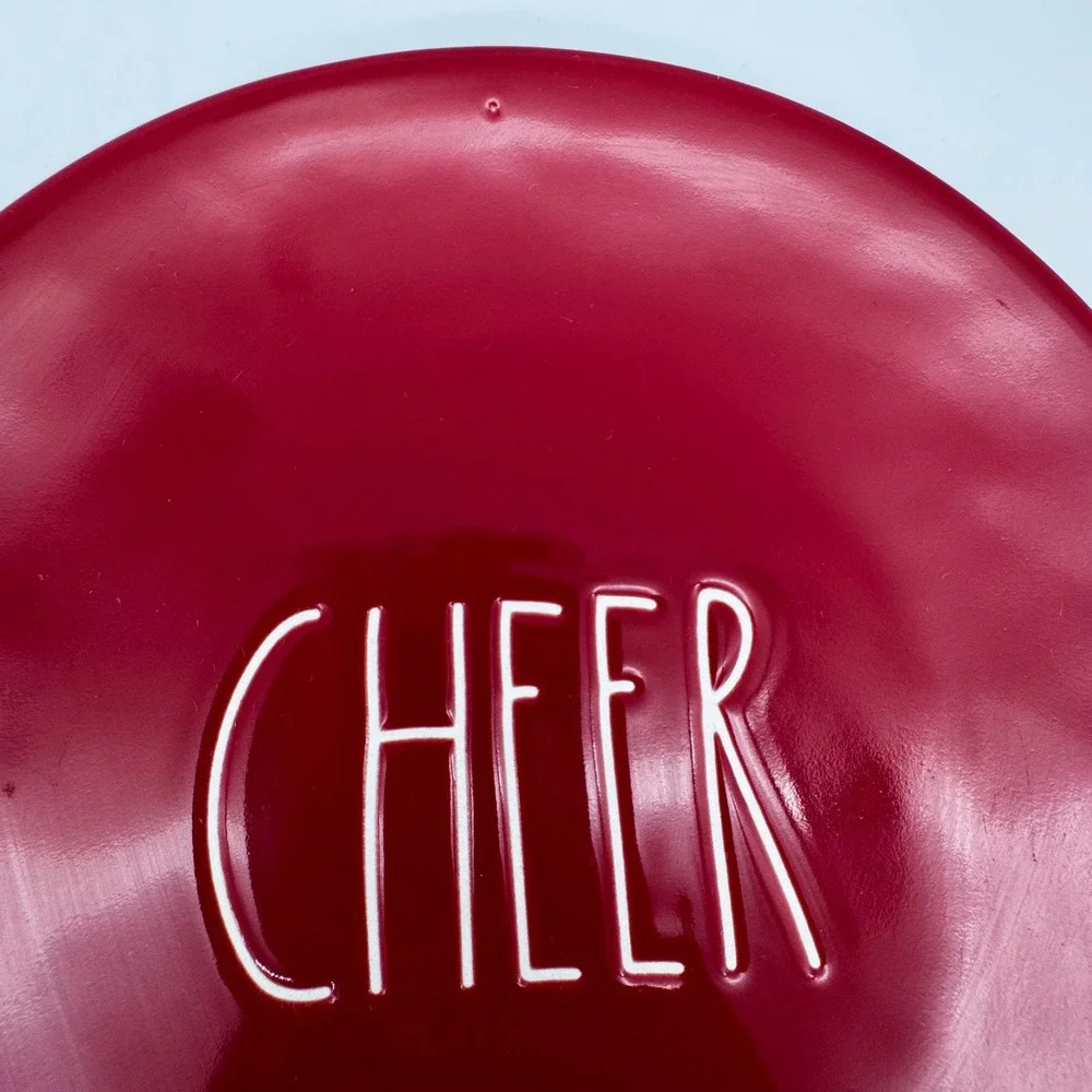 Rae Dunn Merry Cheer Plate Set‎ of 2 Red 7.5